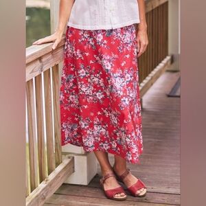 APRIL CORNELL Maxi Skirt Floral XS Boho Style 100% Cotton Decoratives Buttons